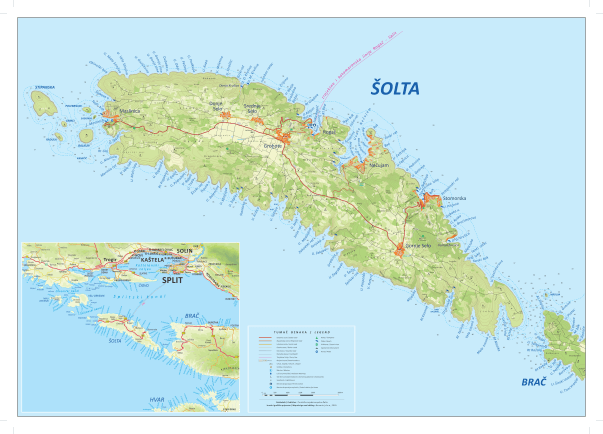 Kaart van eiland Solta